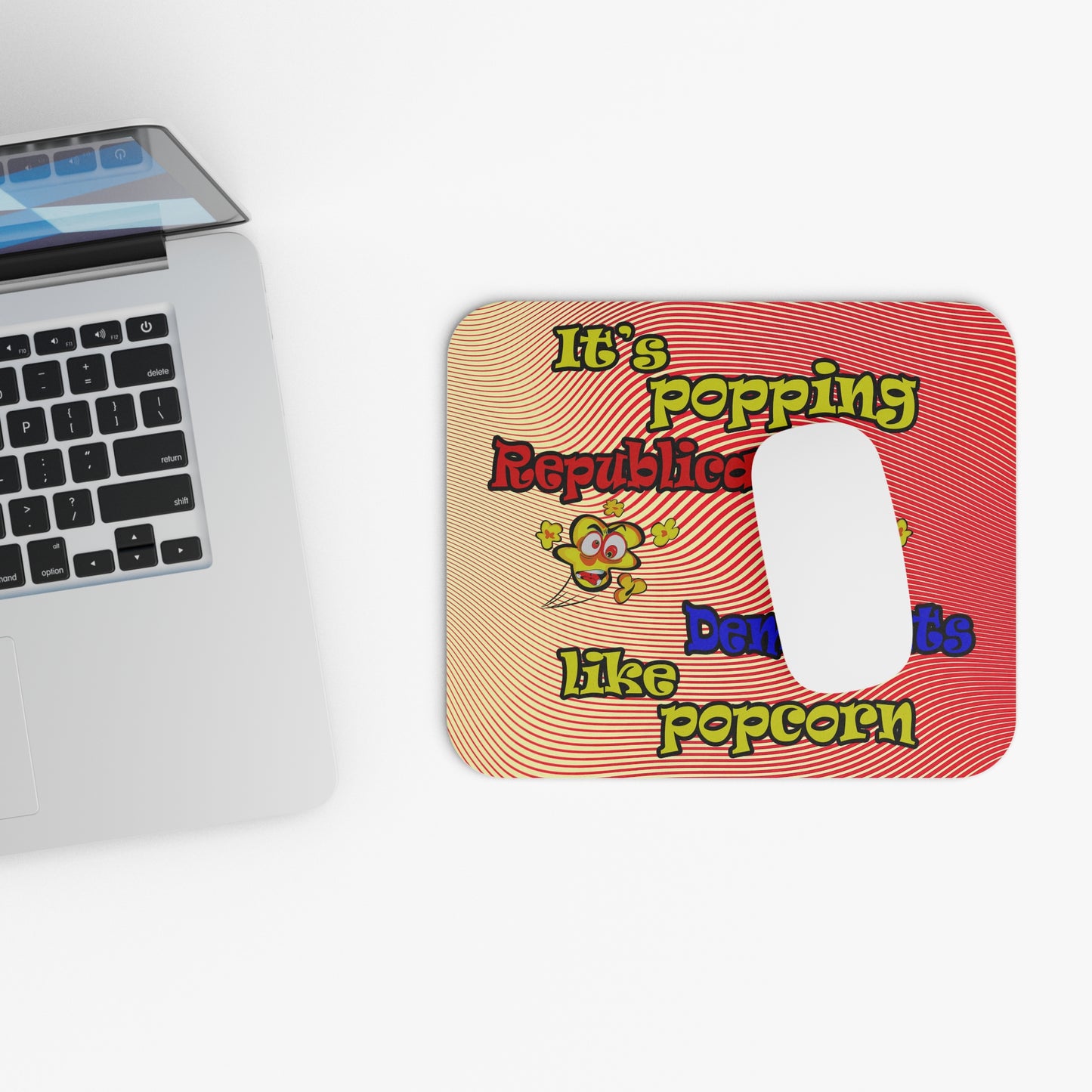 popping like popcorn - Mouse Pad (Rectangle) (yellow-orange wave)