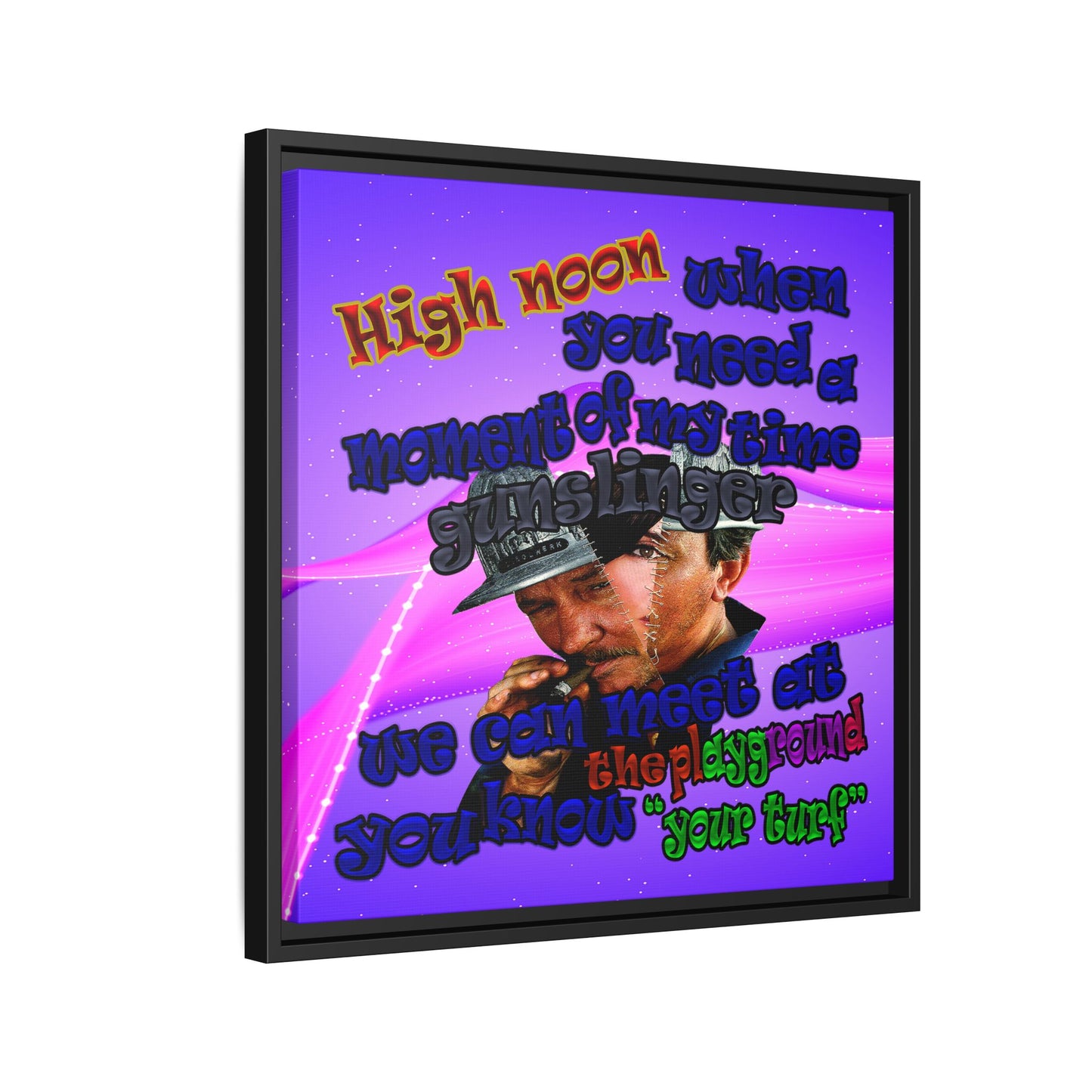 high noon - framed canvas art (purple-pink wave)