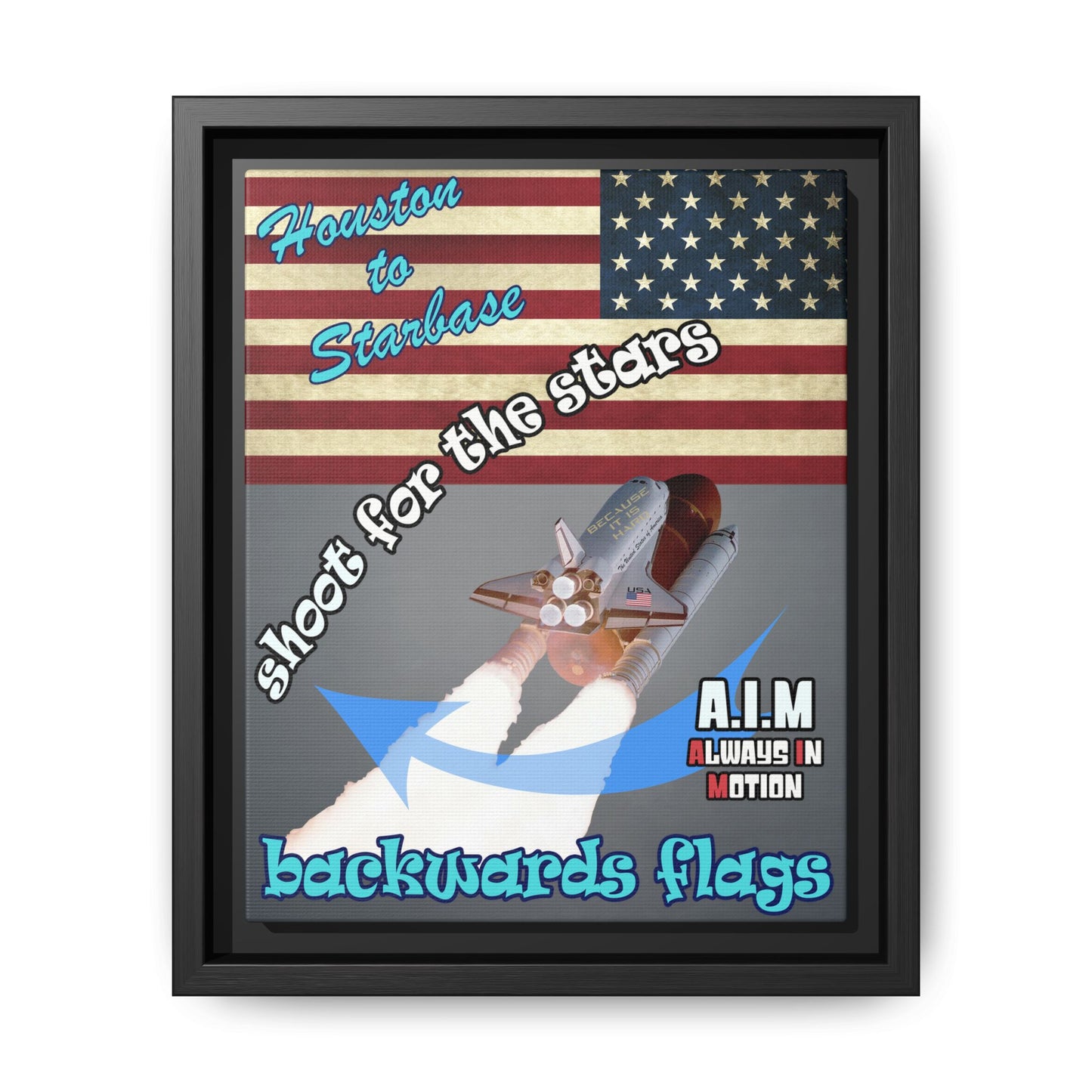 shoot for the stars - framed canvas art (grey-light grey)