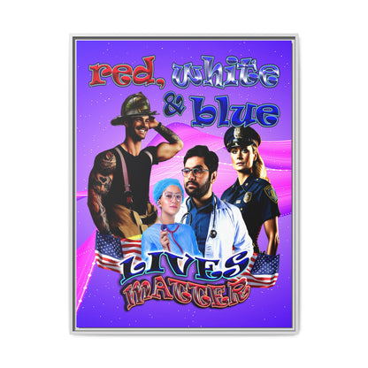 rw&b lives matter - framed canvas art (purple-pink wave)