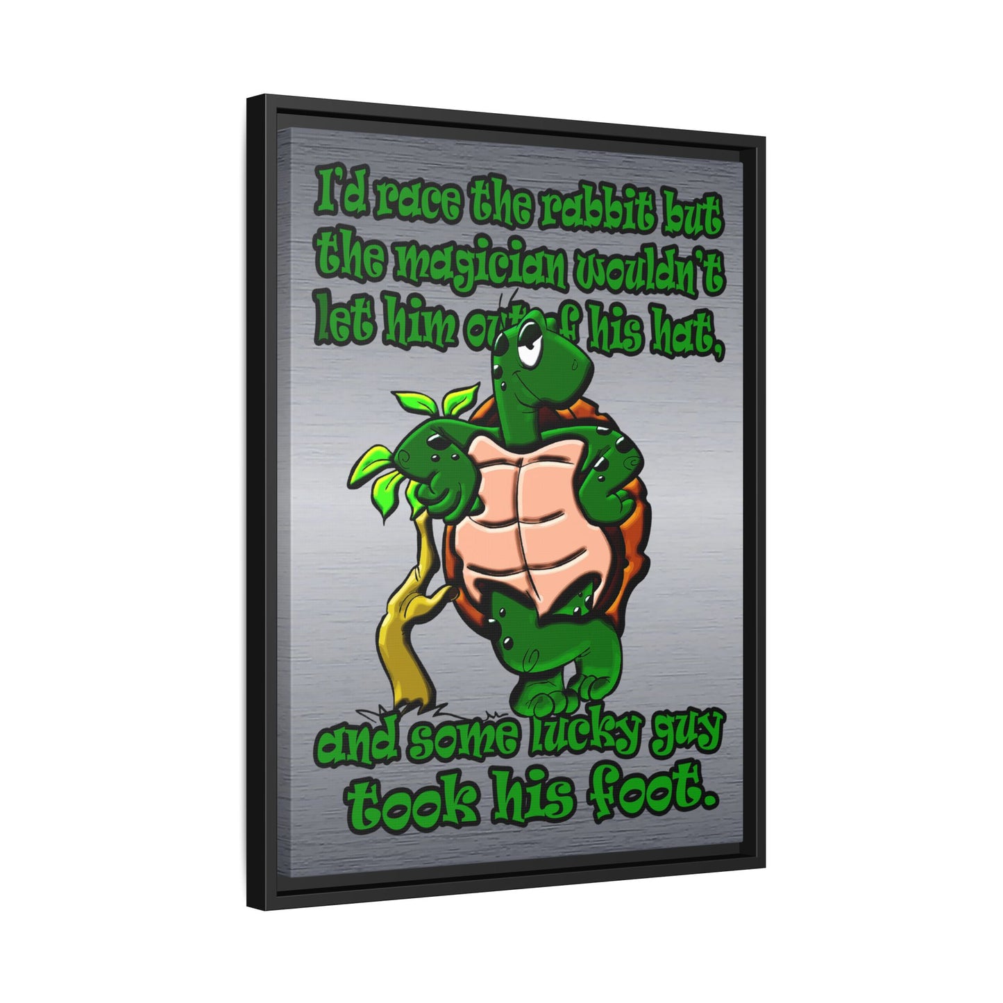 turtle race - framed canvas art (brushed nickel)