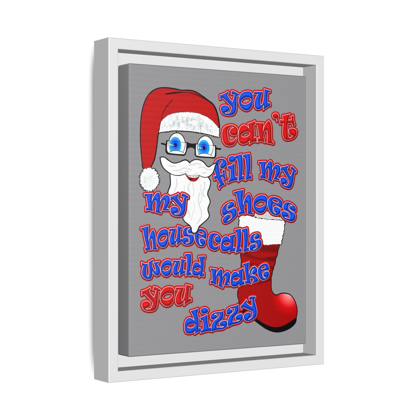 santa's shoes - framed canvas art (grey)