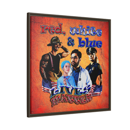 rw&b lives matter - framed canvas art (burnt orange)