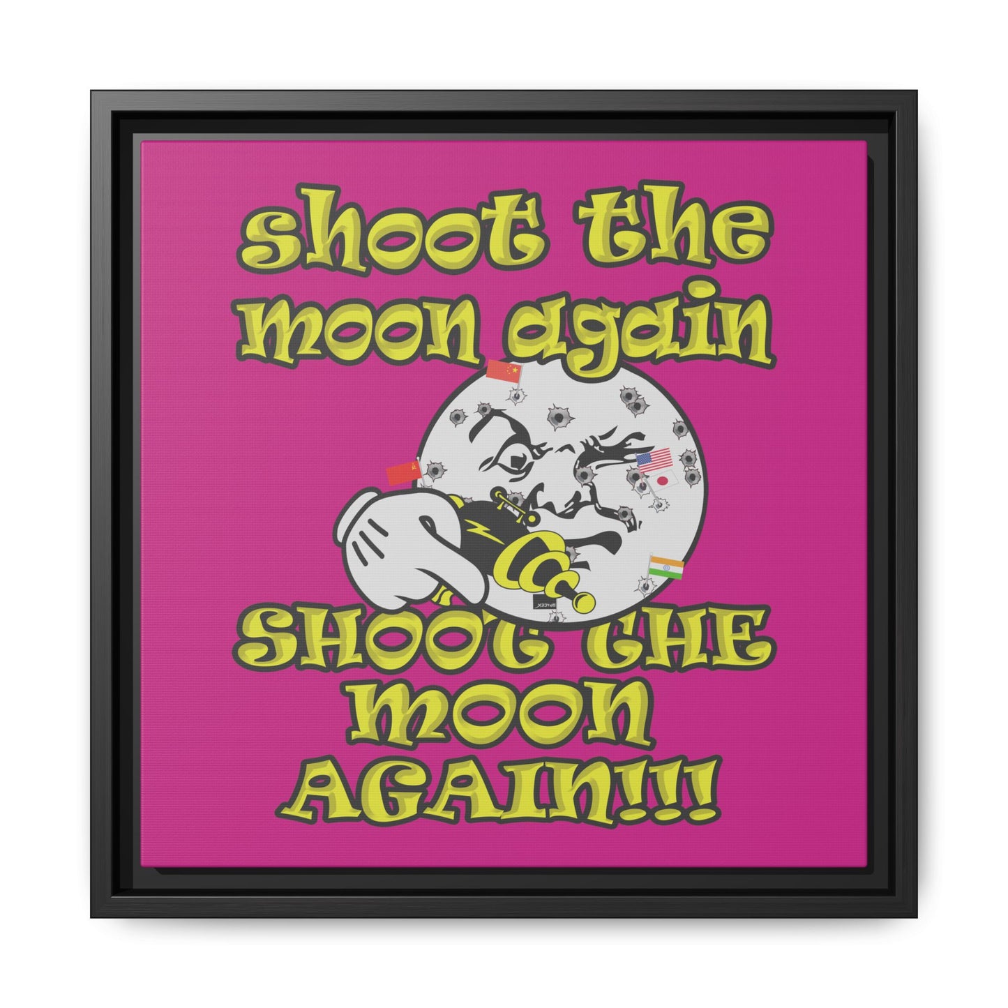 shoot the moon again - framed canvas art (pink)
