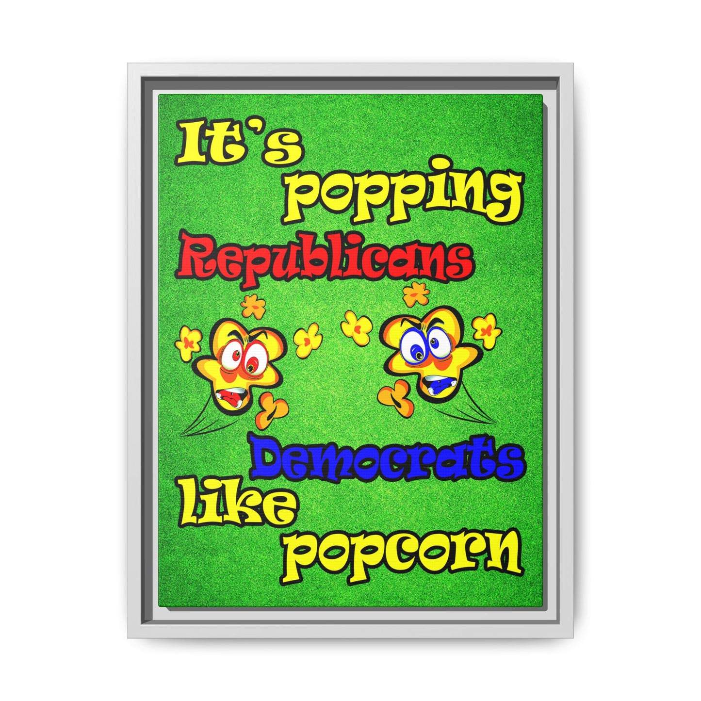 popping like popcorn - framed canvas art (green turf)