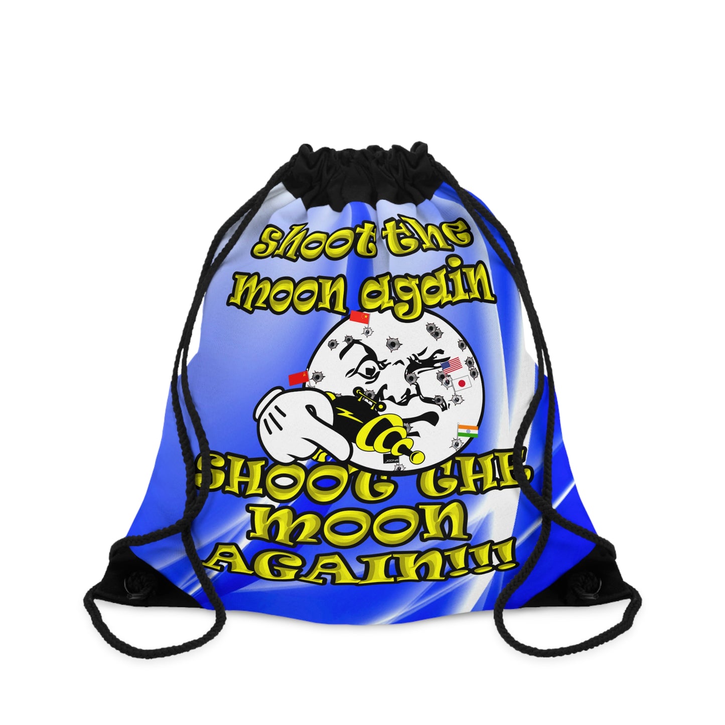 shoot the moon again - Drawstring Bag (blue-white wave)