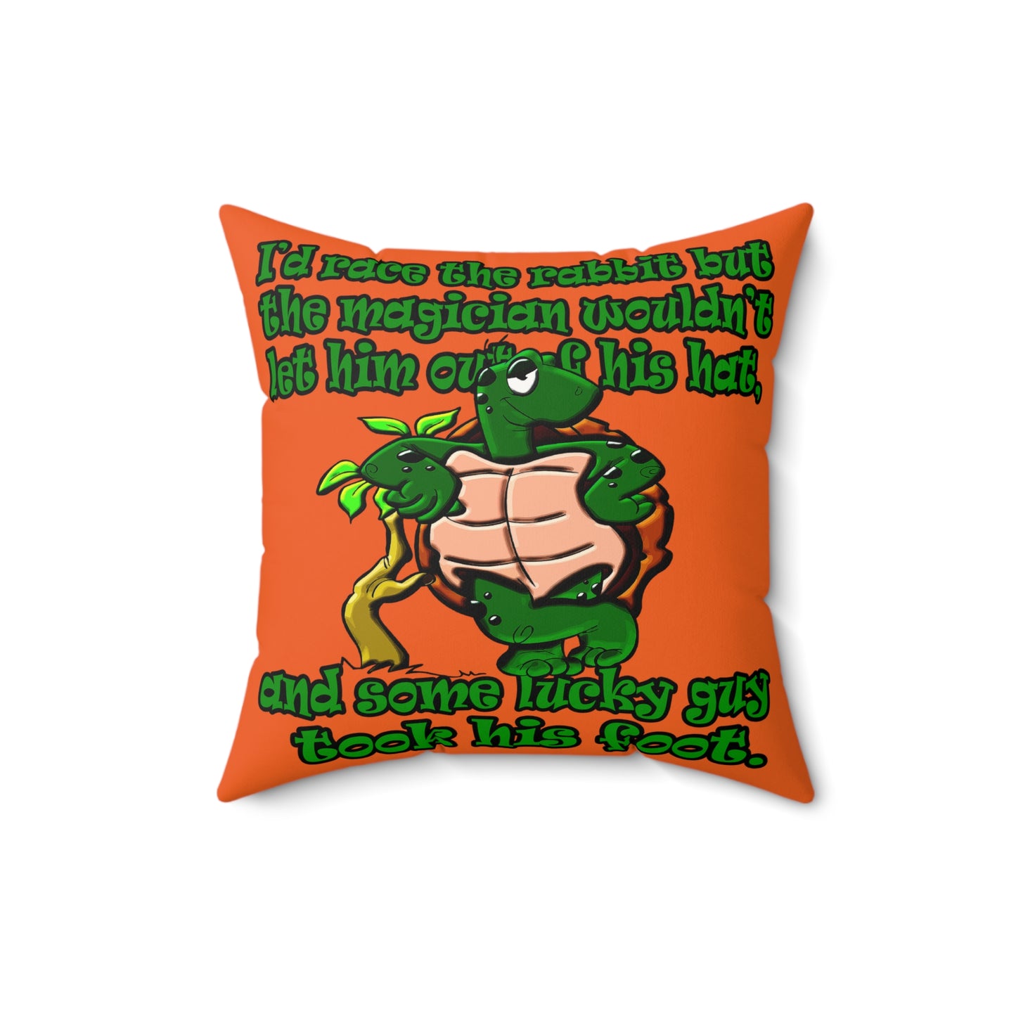 turtle race - Faux Suede Square Pillow - (orange)