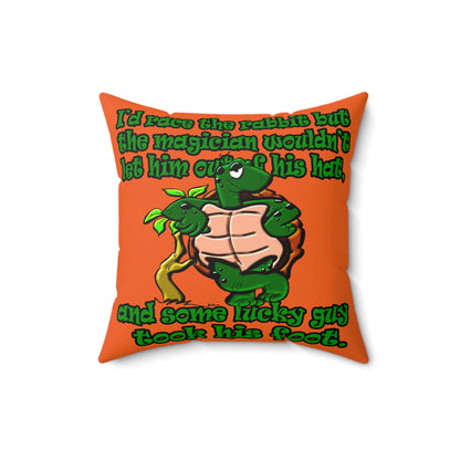 turtle race - Faux Suede Square Pillow - (orange)