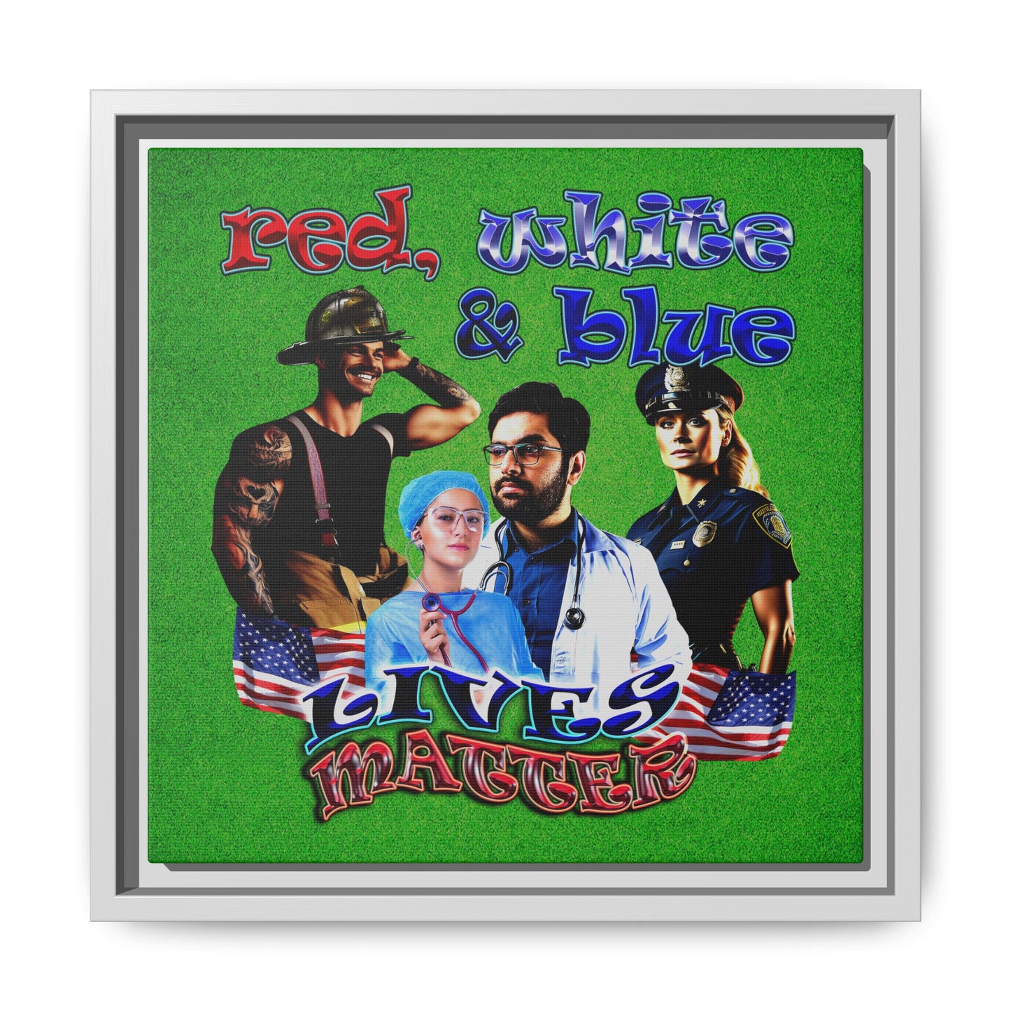 rw&b lives matter - framed canvas art (green turf)
