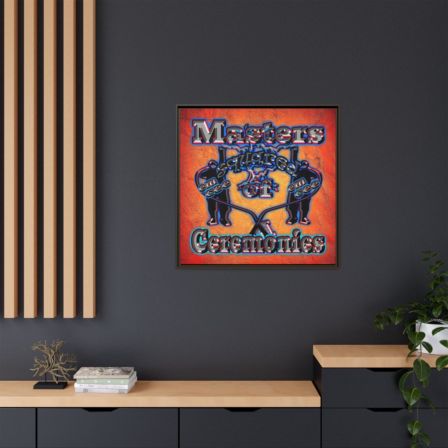 em cee squared - framed canvas art (burnt orange)
