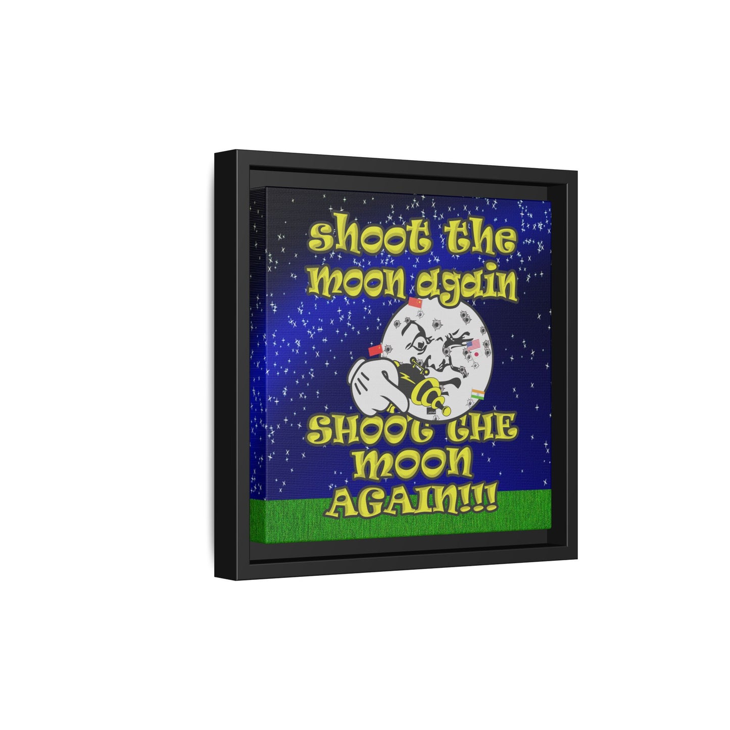 shoot the moon again - framed canvas art ('snoops' background)