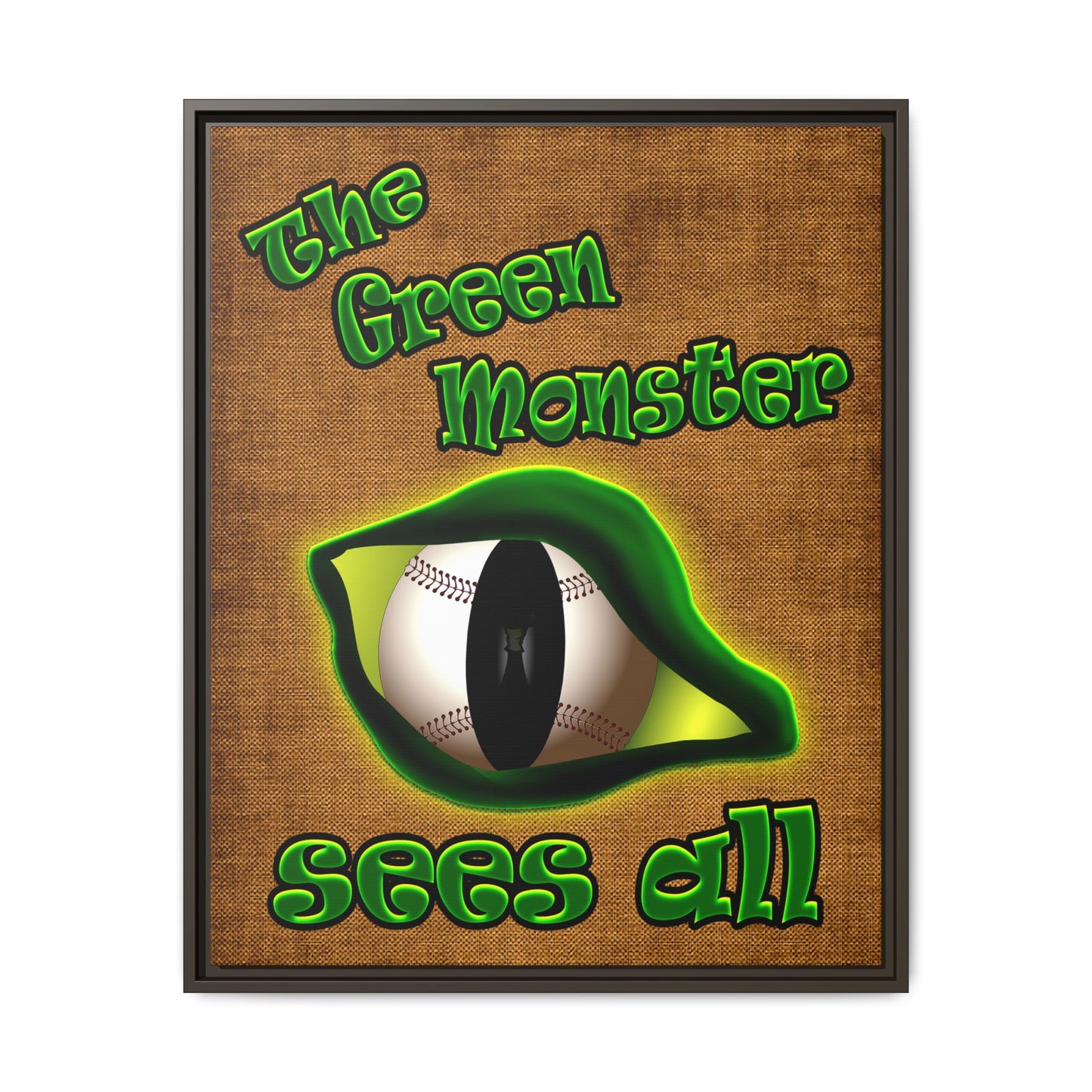 green monster - framed canvas art (brown papyrus)