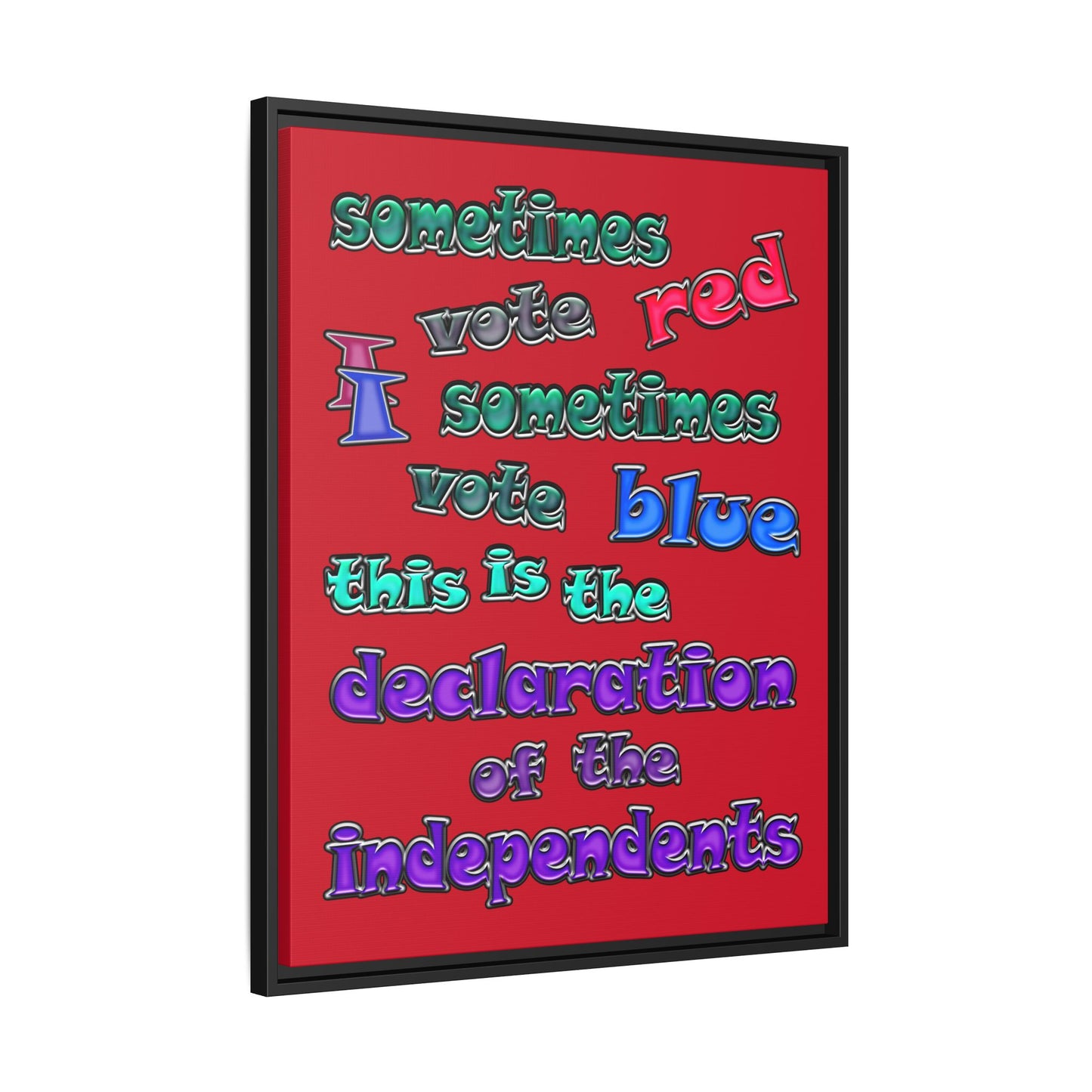 declaration of the independents - framed canvas art (dark red)