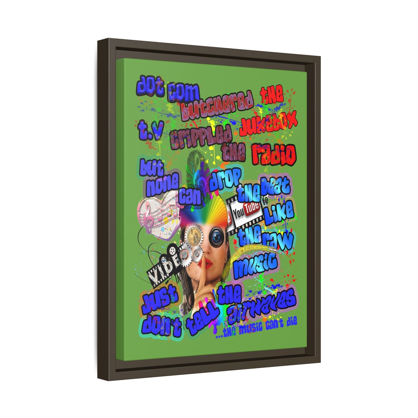 drop the beat - framed canvas art (green)