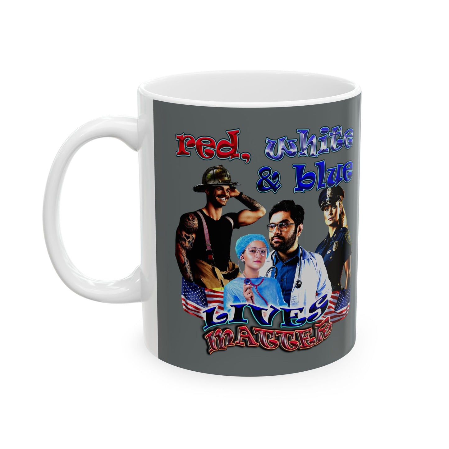 rw&b lives matter - White Mug (dark grey)