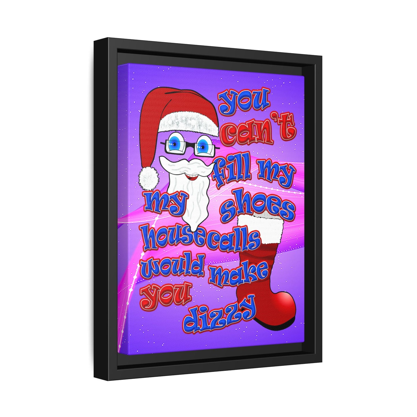 santa's shoes - framed canvas art (purple-pink wave)