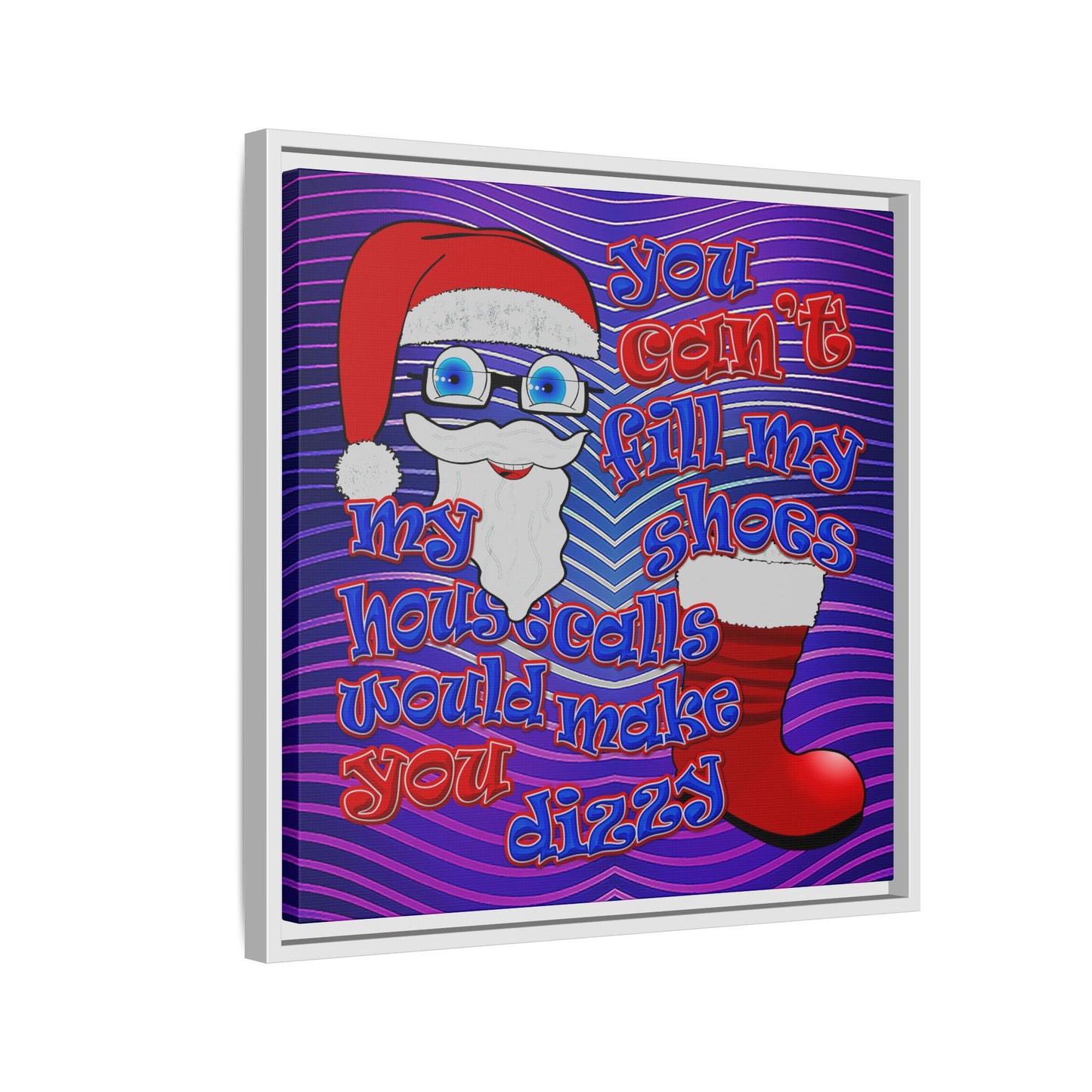 santa's shoes - framed canvas art (purple wave)