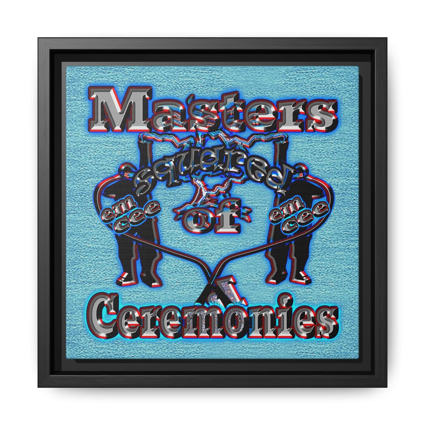 em cee squared - framed canvas art (faded blue)