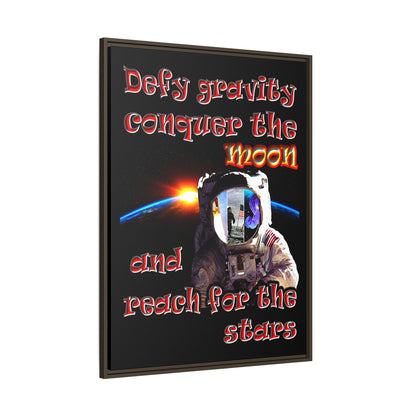 defy conquer reach - framed canvas art (black)