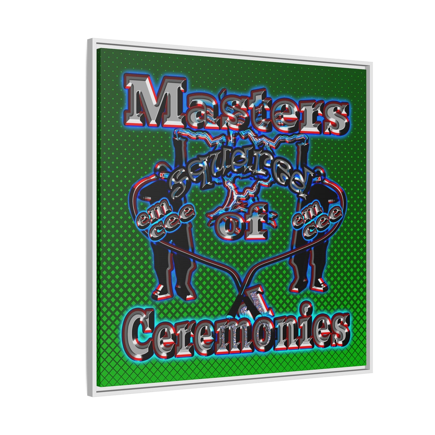 em cee squared - framed canvas art (logo green)