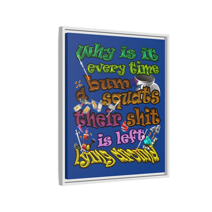 the bum's shit - framed canvas art (dark blue)