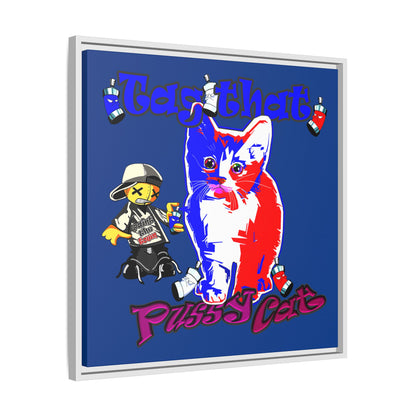 tag that - framed canvas art (dark blue)