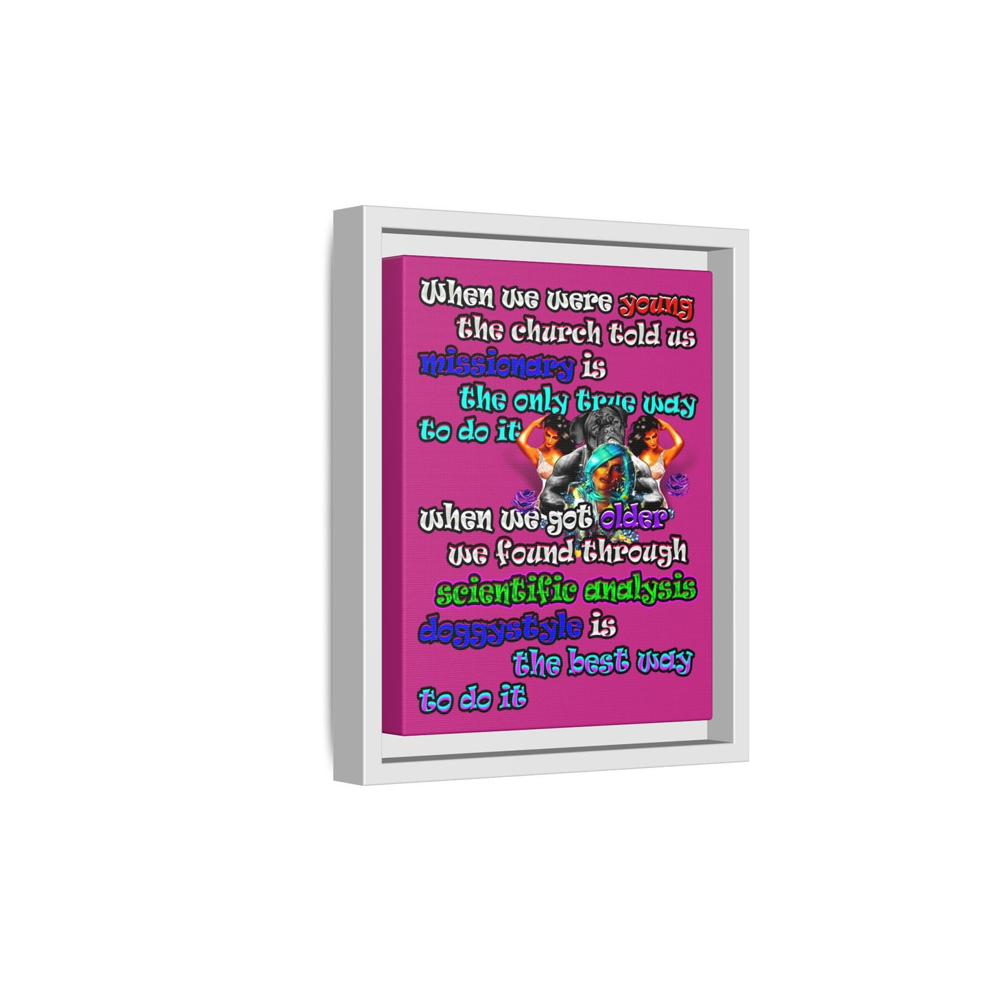 doggystyle - framed canvas art (pink)