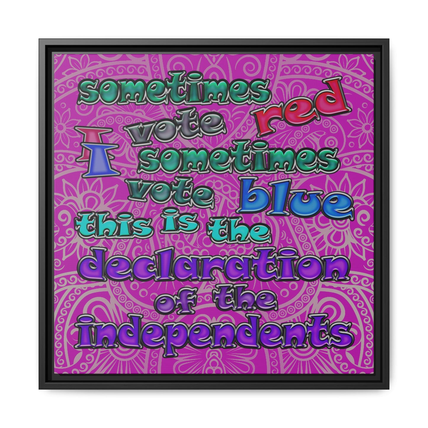 declaration of the independents - framed canvas art (pink swirl)