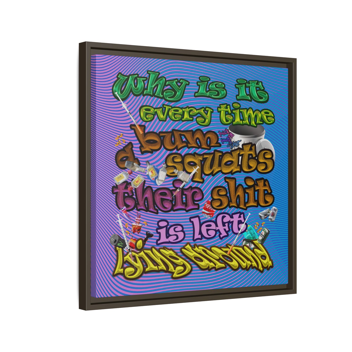 the bum's shit - framed canvas art (light blue-purple wave)