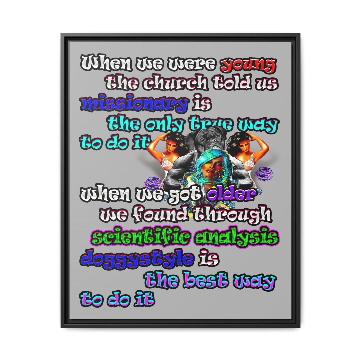 doggystyle - framed canvas art (light grey)