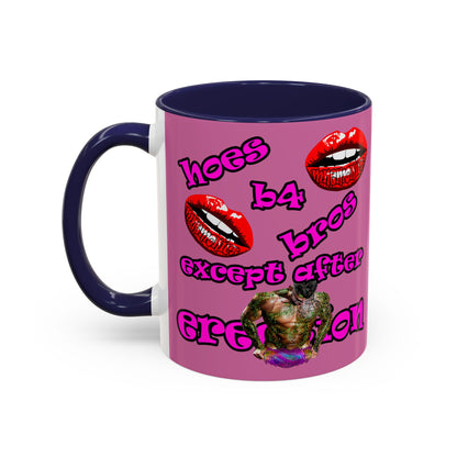 hoes b4 bros - Accent Mug (light pink)