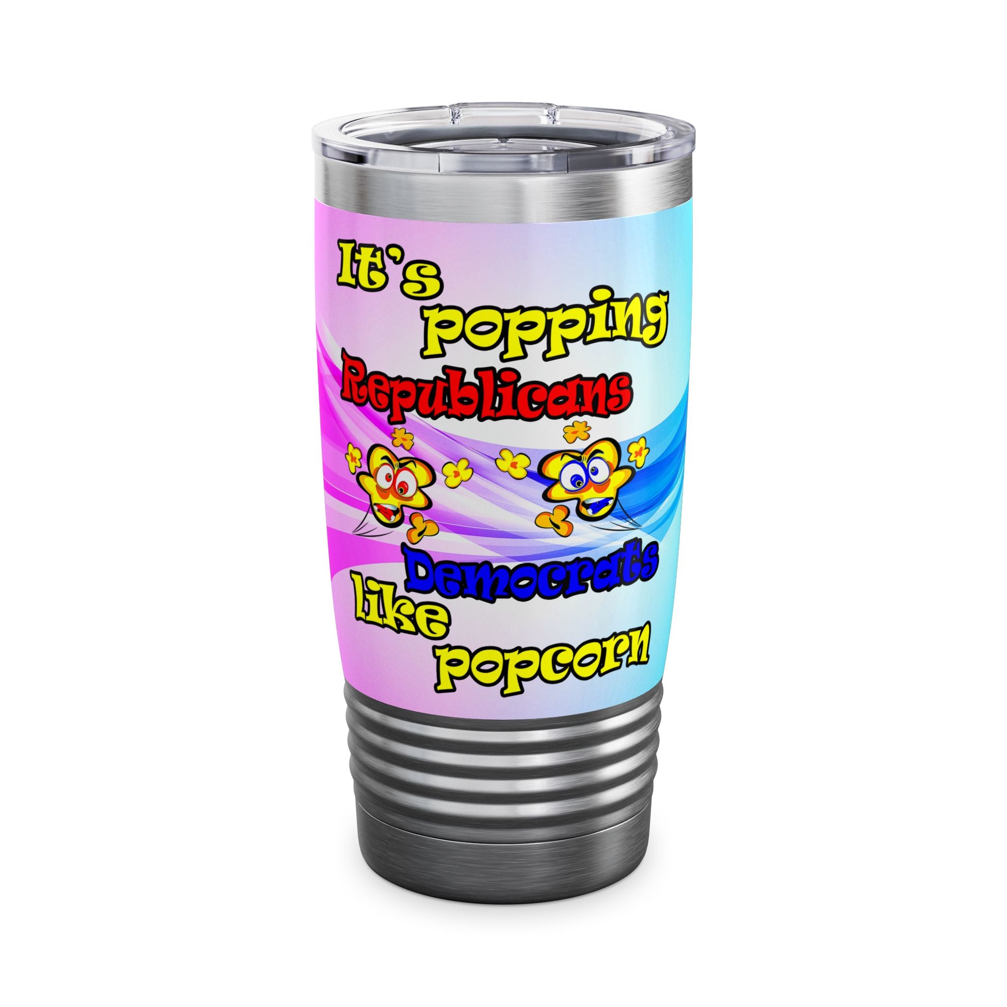 popping like popcorn - Ringneck Tumbler, 20oz (light blue-pink wave)