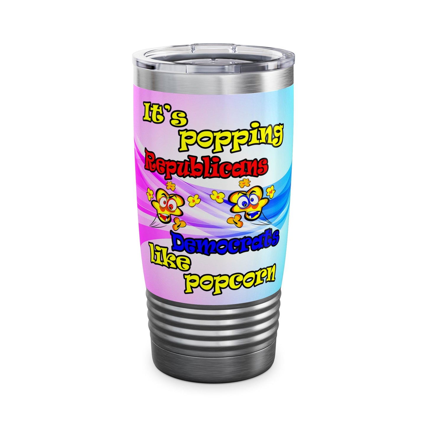 popping like popcorn - Ringneck Tumbler, 20oz (light blue-pink wave)