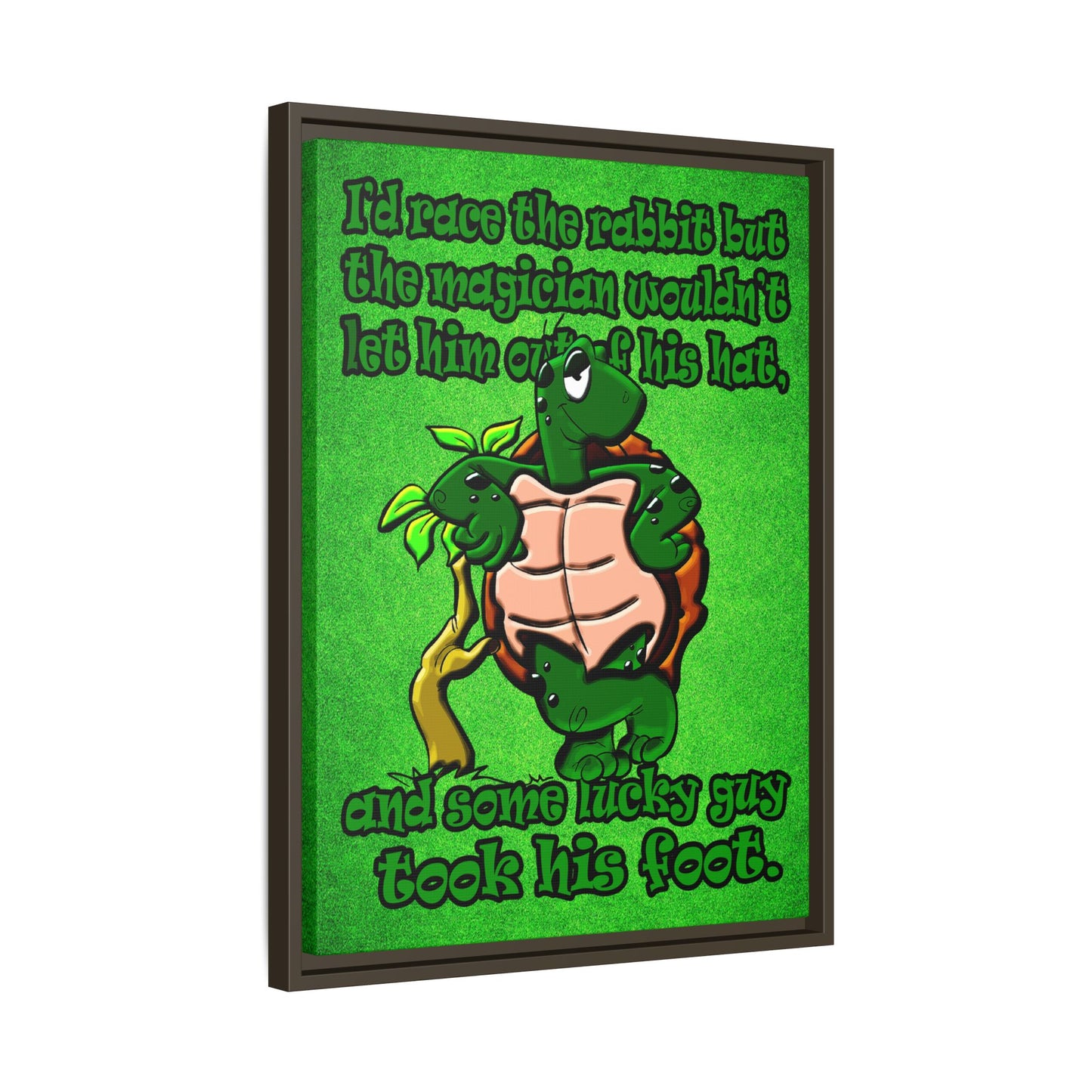turtle race - framed canvas art (green turf)