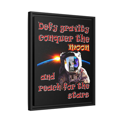 defy conquer reach - framed canvas art (black)