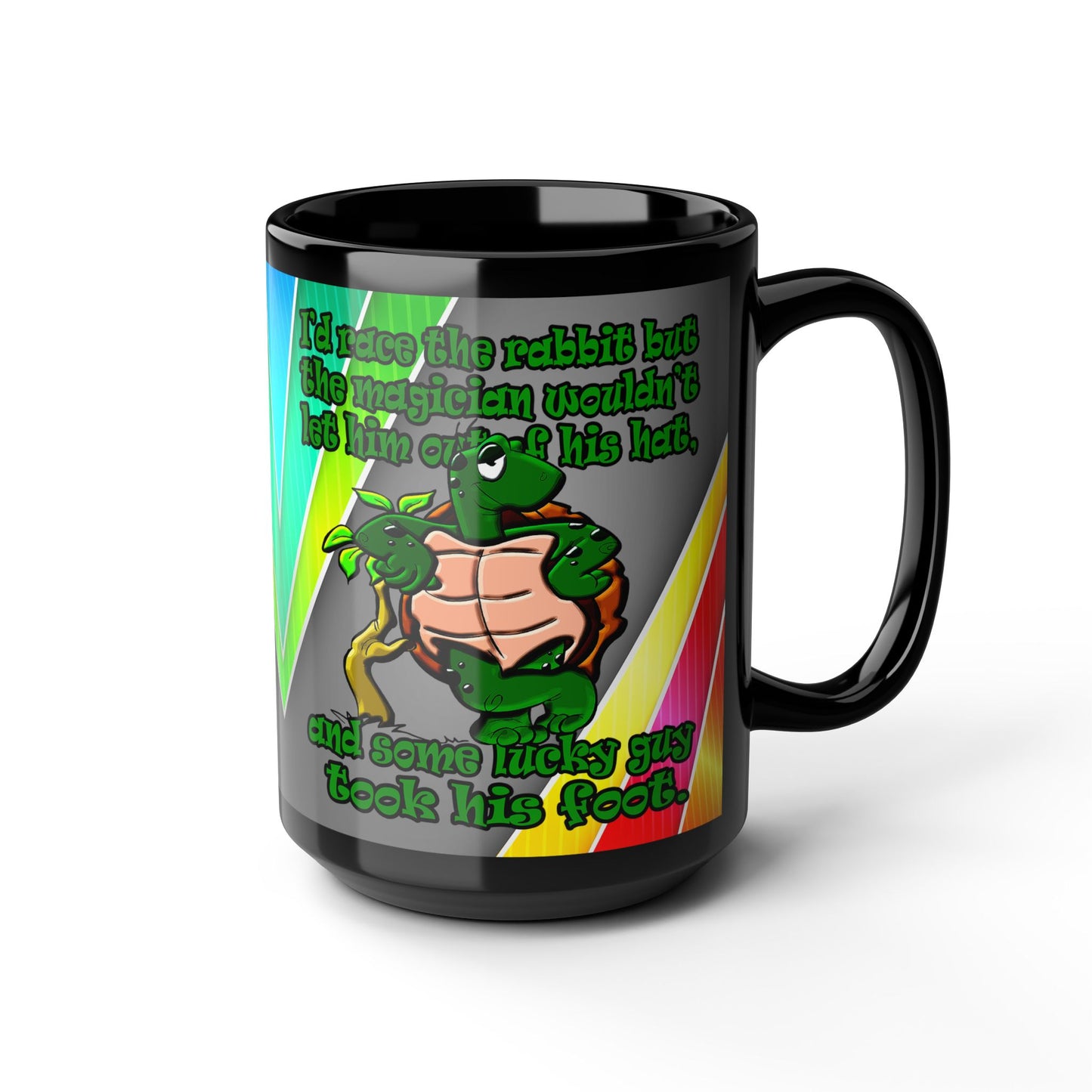 turtle race - Black Mug (rainbow split)