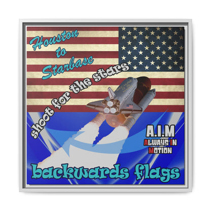 shoot for the stars - framed canvas art (blue-white wave)