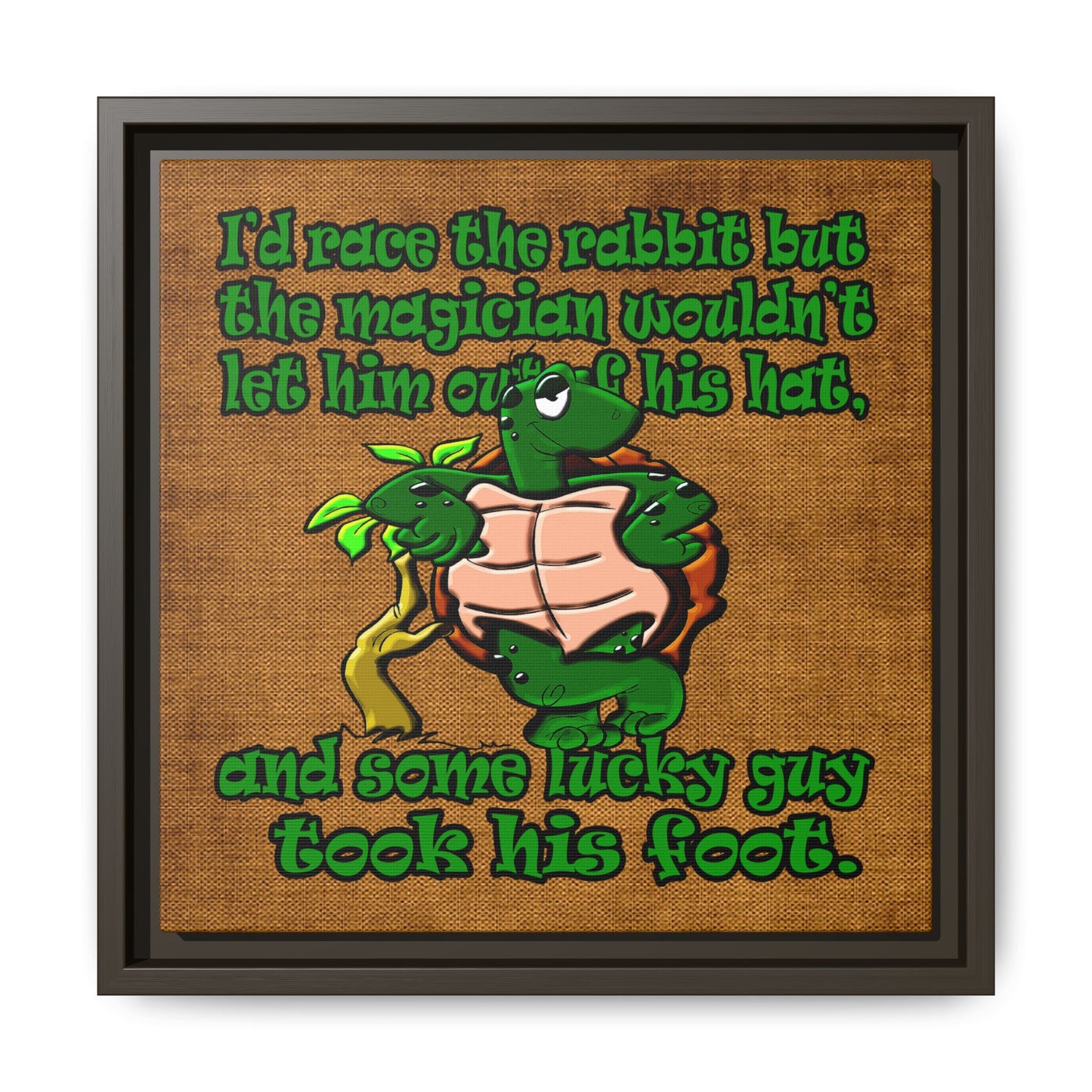 turtle race - framed canvas art (brown papyrus)