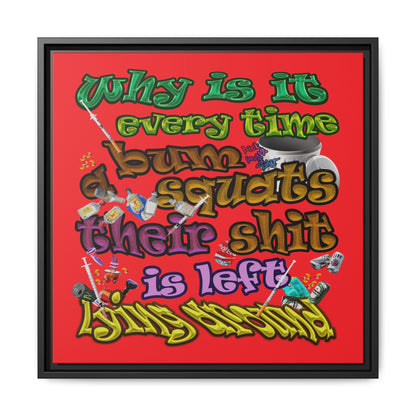 the bum's shit - framed canvas art (red)