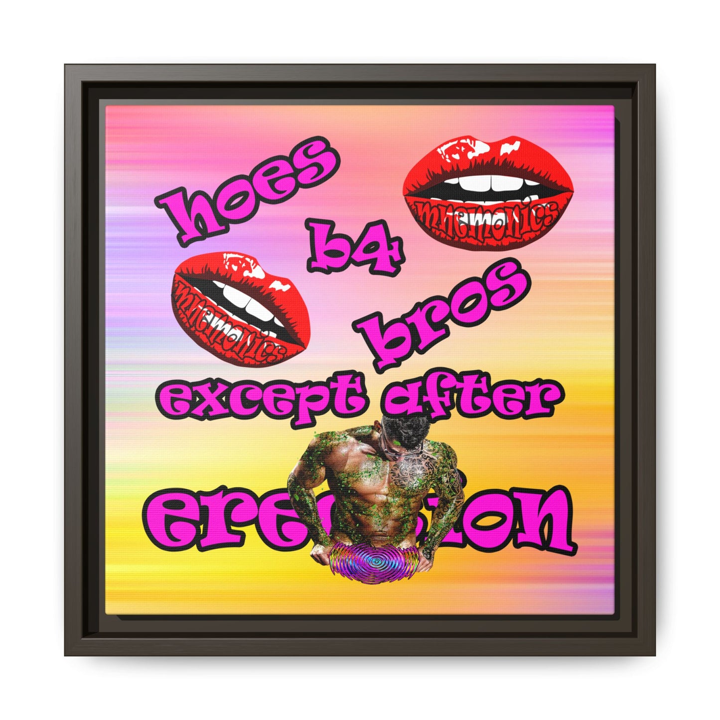 hoes b4 bros - framed canvas art (color blur)