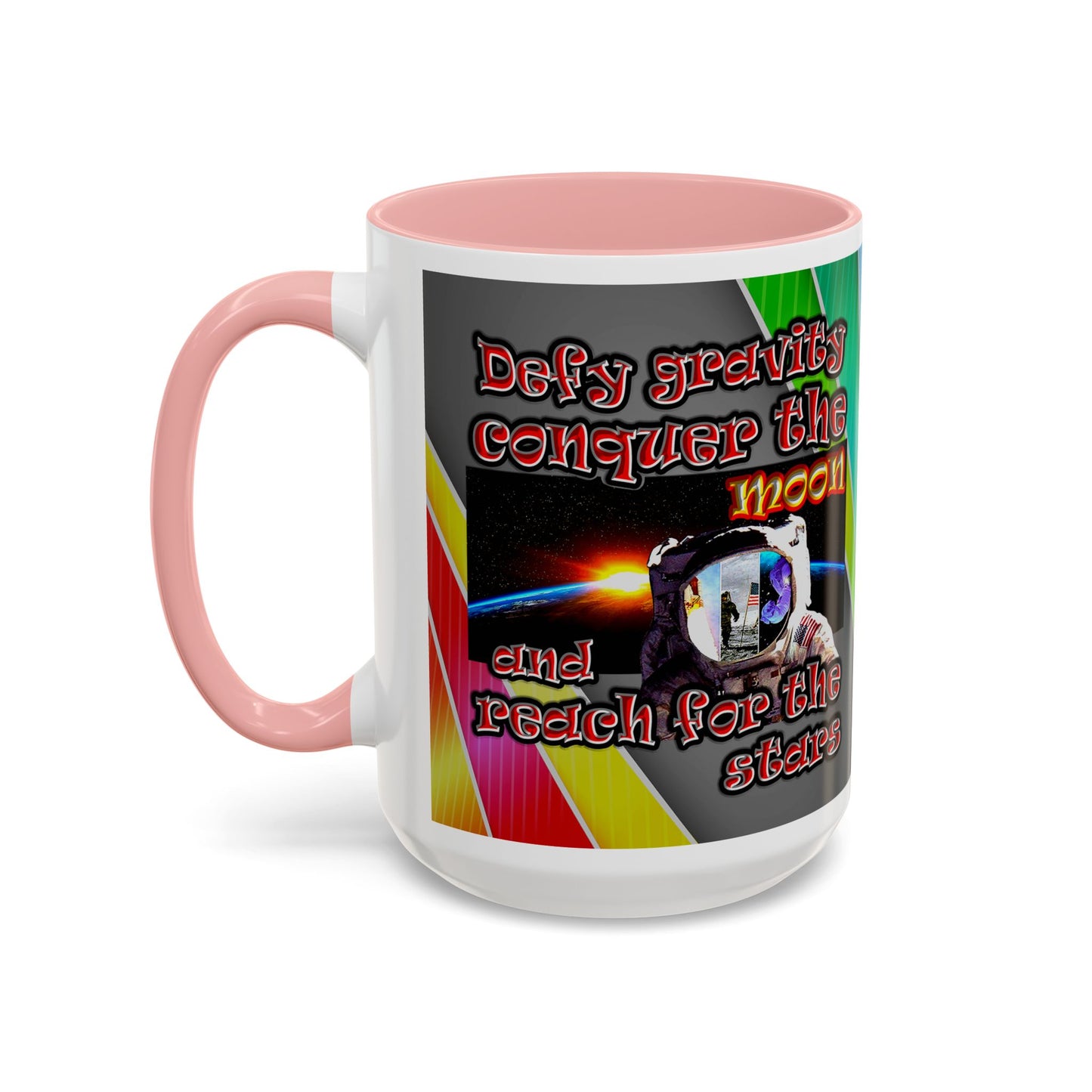 defy conquer reach - Accent Mug (rainbow split)