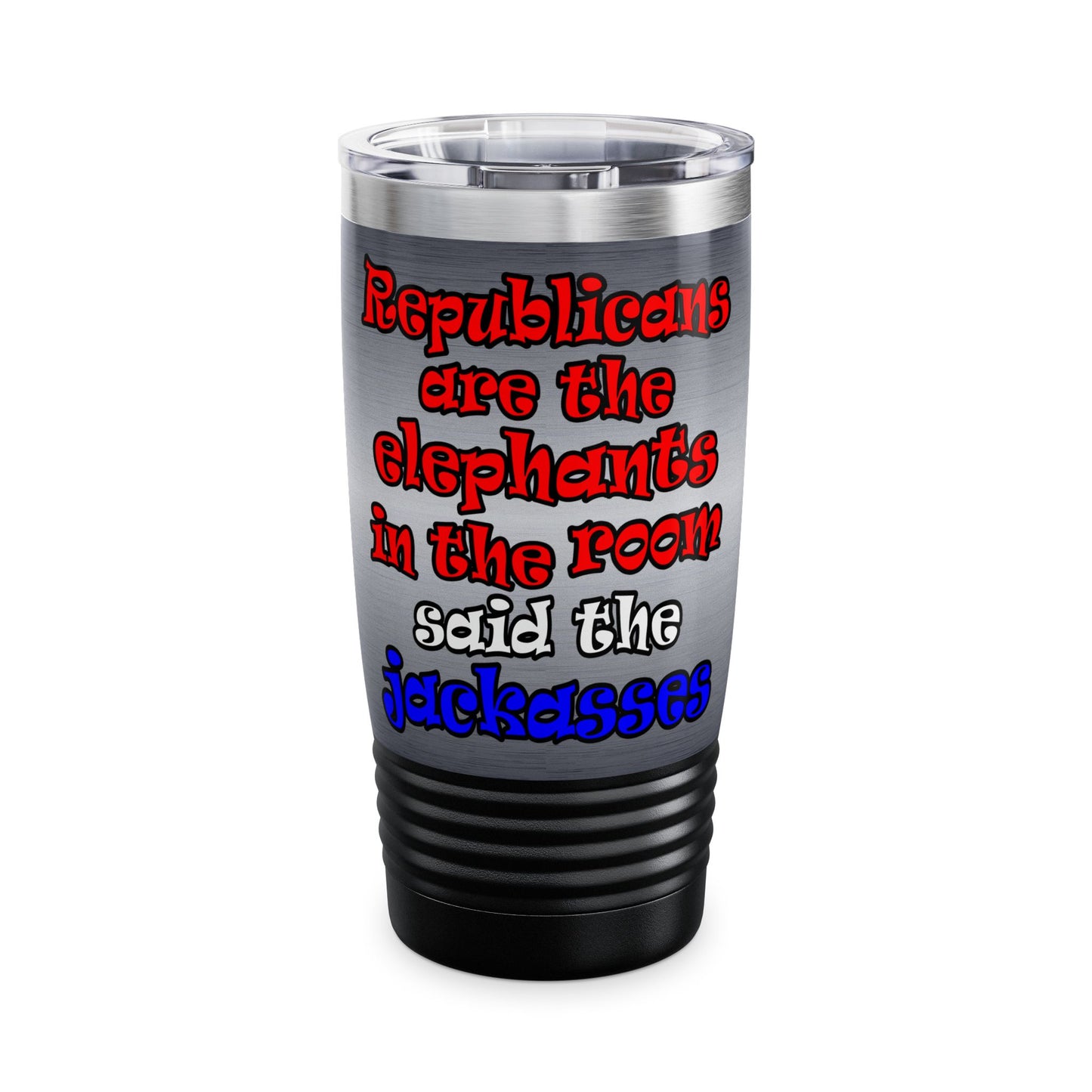 donkeys and elephants - Ringneck Tumbler, 20oz (brushed nickel)