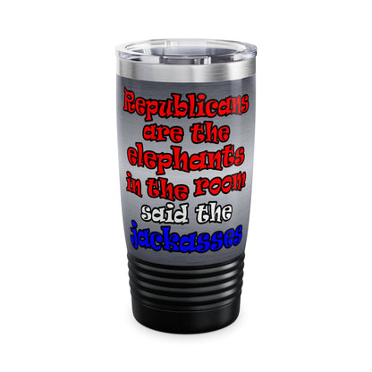 donkeys and elephants - Ringneck Tumbler, 20oz (brushed nickel)