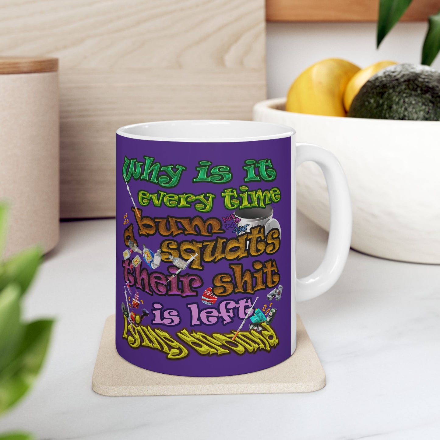 the bum's shit - White Mug (purple)
