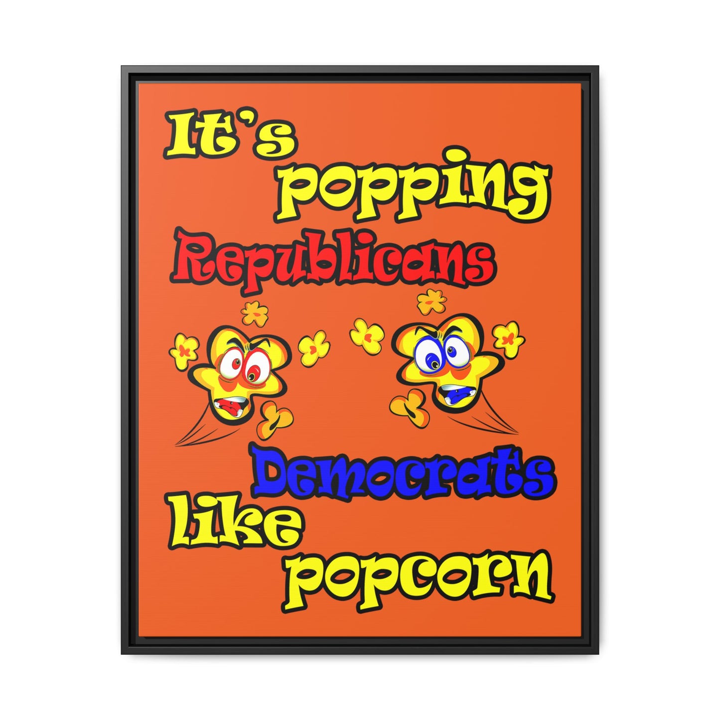 popping like popcorn - framed canvas art (orange)