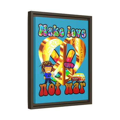 love peace - framed canvas art (turquoise)