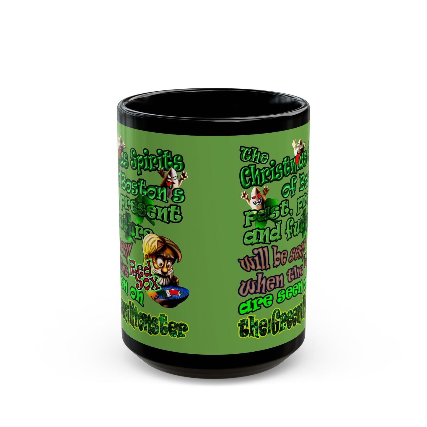 christmas spirits of boston - Black Mug (green)