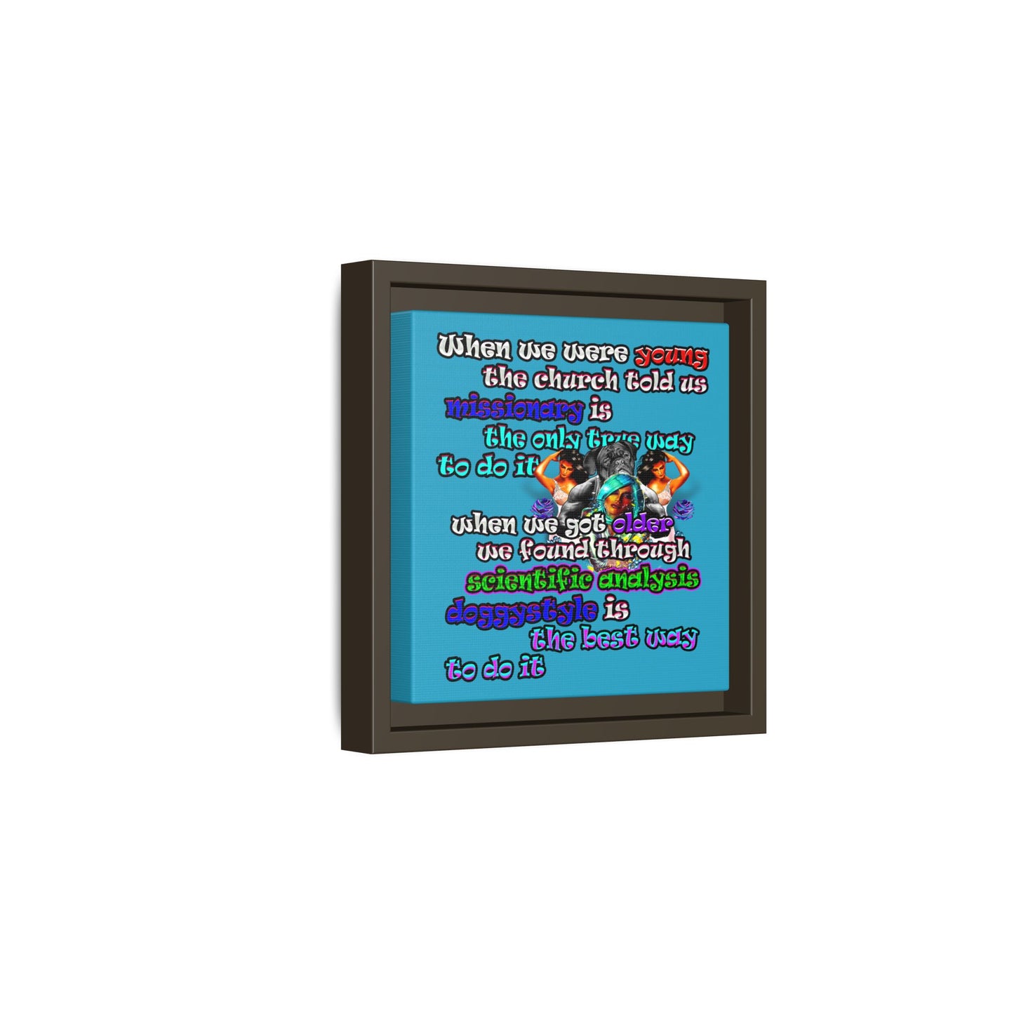 doggystyle - framed canvas art (turquoise)