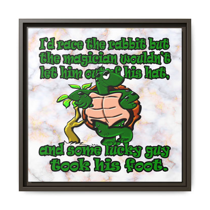 turtle race - framed canvas art (white marble)