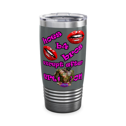 hoes b4 bros - Ringneck Tumbler, 20oz (dark grey)